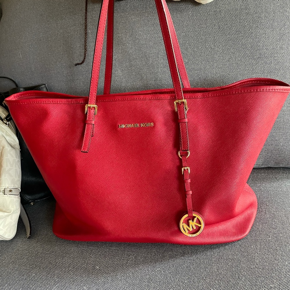 Michael Kors red large tote